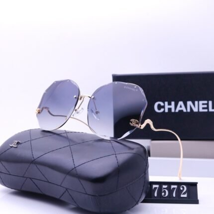 Chanel Blue Gradient and Gold Edge Fashionable Frameless Sunglasses