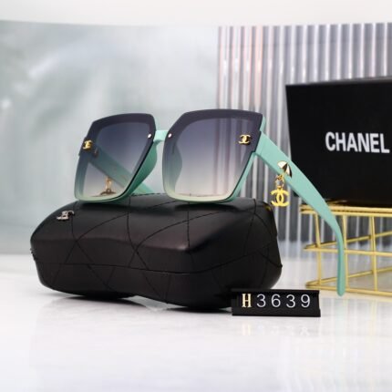 Chanel Square Mint Green Border and Gradient Dark Blue Fashion Sunglasses