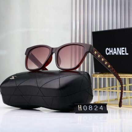Chanel Brown Square Round Sunglasses