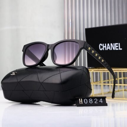 Chanel black and purple square round sunglasses