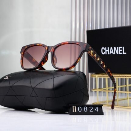 Chanel Havana square round sunglasses