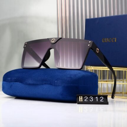 Gucci dark purple square large frame integrated sunglasses for both men and women