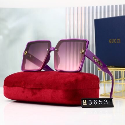 Gucci Purple and Rose Red Lens Square Sunglasses Neutral