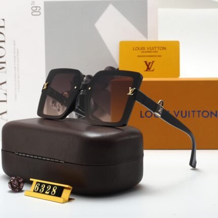 Louis Vuitton brown and dark brown gold keychain decorated sunglasses