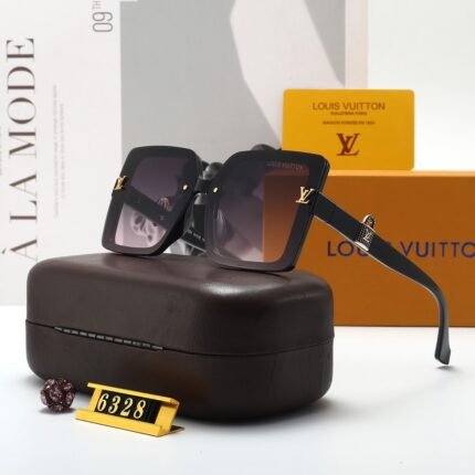 Louis Vuitton black and deep purple gold keychain decorated sunglasses