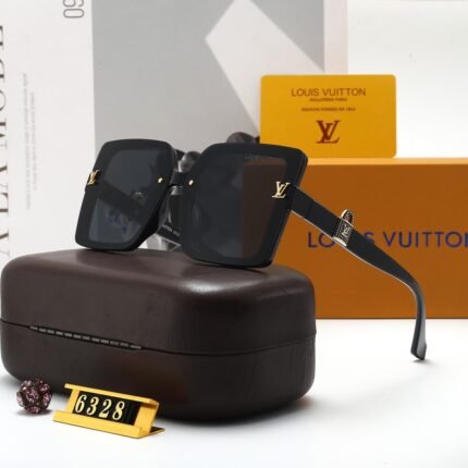 Louis Vuitton black and gold lock embellished sunglasses