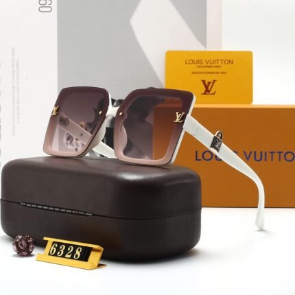 Louis Vuitton white and brown gradient gold lock embellished sunglasses