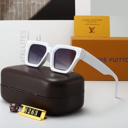 Louis Vuitton dark purple and white thick framed square sunglasses