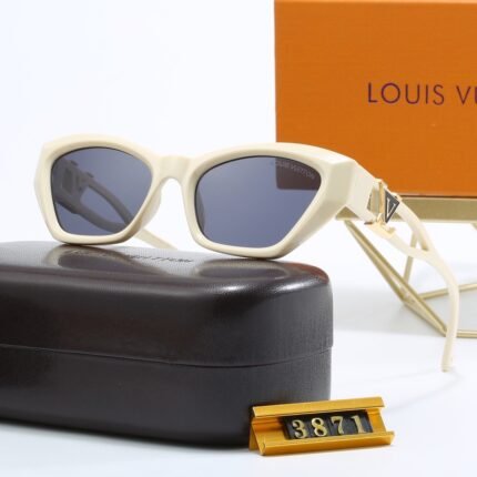Louis Vuitton streamlined geometric white sunglasses