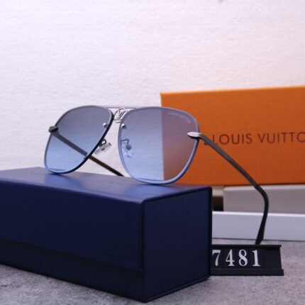 Louis Vuitton black and light blue gradient square patterned sunglasses