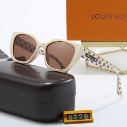 Louis Vuitton square thick frame sunglasses with beige patterns and brown