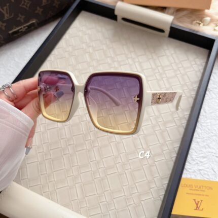 Louis Vuitton White Border Purple Gradient Lens Sunglasses