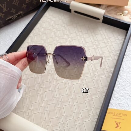 Lewis Vuitton Apricot and Purple Gradient Borderless Hexagonal Sunglasses