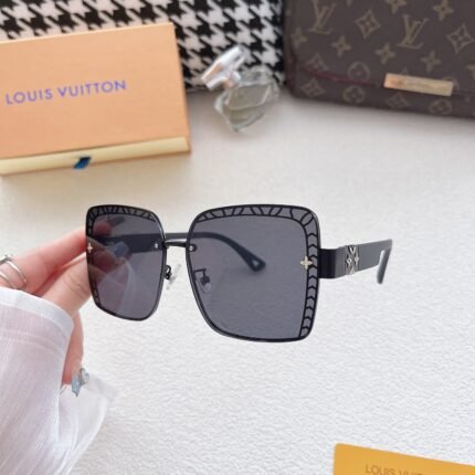 Louis Vuitton black chain framed square sunglasses