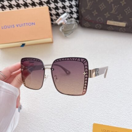 Louis Vuitton Purple Brown Gradient Chain Border Square Sunglasses