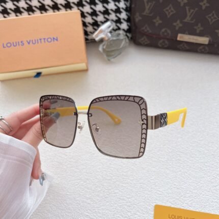 Louis Vuitton light gray chain framed square sunglasses