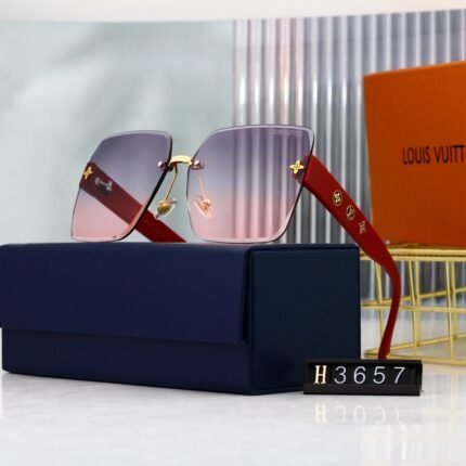 Louis Vuitton Square Borderless Sunglasses Red and Gradient Purple Pink