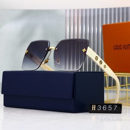 Louis Vuitton square frameless sunglasses with white and dark blue gradient