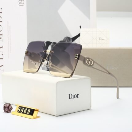 Dior khaki and purple gradient hollowed out borderless sunglasses