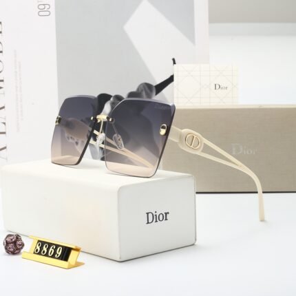 Dior White and Purple Hollow Borderless Sunglasses
