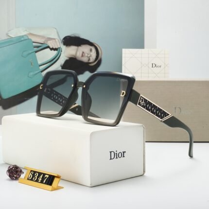 Dior black and dark green gradient hollowed out sunglasses
