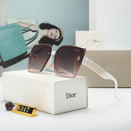 Dior white and brown gradient hollowed out sunglasses