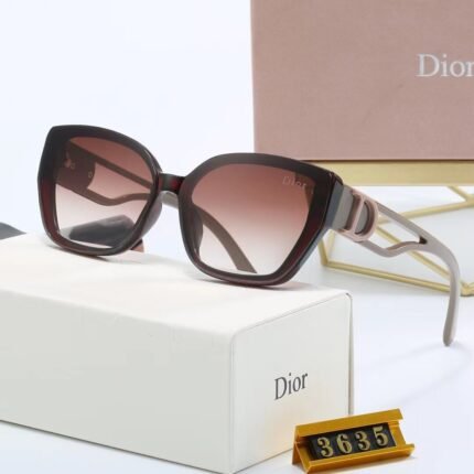 Dior Grey and Wine Red Gradient Irregular Hollow Glass Legs Sunglasses