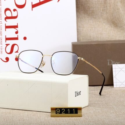 Dior black and gold transparent lens square sunglasses