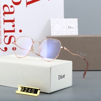 Dior rose gold transparent lenses octagonal curved sunglasses