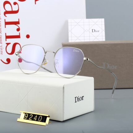 Dior silver transparent lenses octagonal curved sunglasses