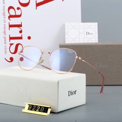 Dior rose gold and transparent lenses optical square and circular sunglasses