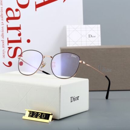 Dior black and gold transparent lenses optical square round sunglasses