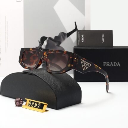 PRADA tortoiseshell pattern and purple gradient rectangular rounded sunglasses