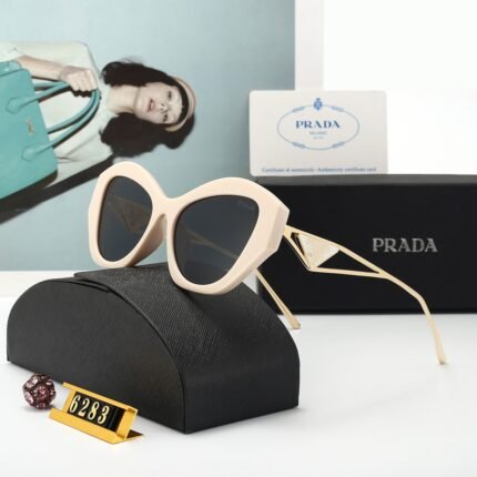 PRADA beige and gold edged classic sunglasses