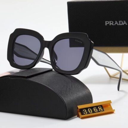 PRADA white and dark blue square thick frame sunglasses