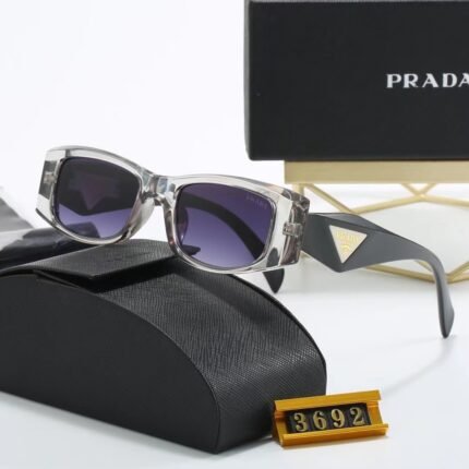 PRADA black+transparent border and purple rectangular sunglasses neutral