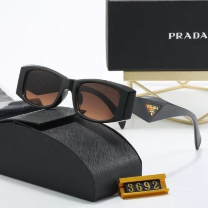 PRADA black+brown rectangular sunglasses neutral
