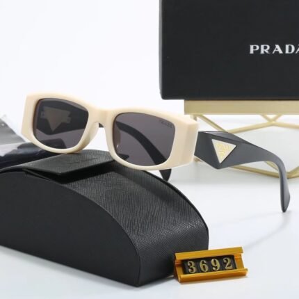 PRADA gray and beige rectangular sunglasses neutral