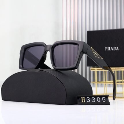 PRADA black and dark purple boxes fashion thick framed sunglasses neutral