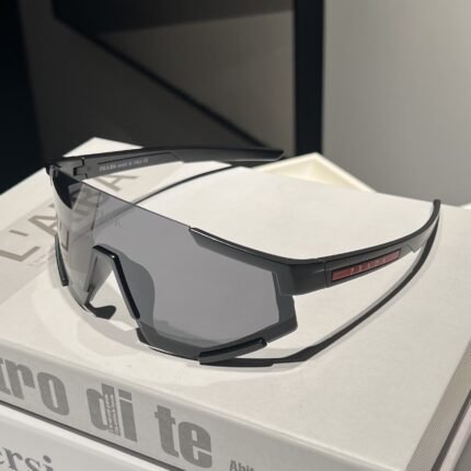 PRADA Black Edge and Dark Gray Reflective Lens Unique Goggles Sunglasses