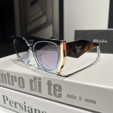 PRADA Persians Collection Havana Blue Edge Transparent Purple Lenses Fashion Sunglasses