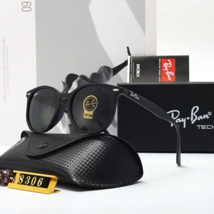 RAY BAN Black Matte Lens Round Frame Sunglasses Neutral