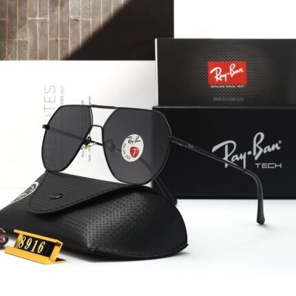 RAY BAN black border pairing and black matte lens square and round sunglasses