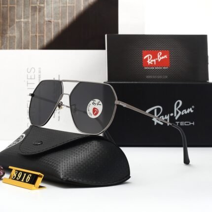 RAY BAN gray border and dark gray lenses with square and round sunglasses