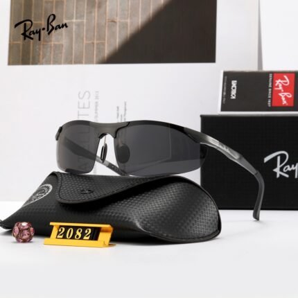 RAY BAN dark gray and black polarized goggles