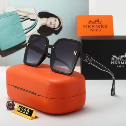 HERMES black+dark blue gradient lenses with irregular stripe border sunglasses
