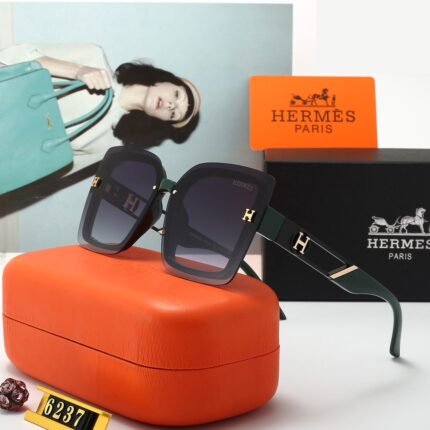 HERMES green and dark purple gradient square border sunglasses