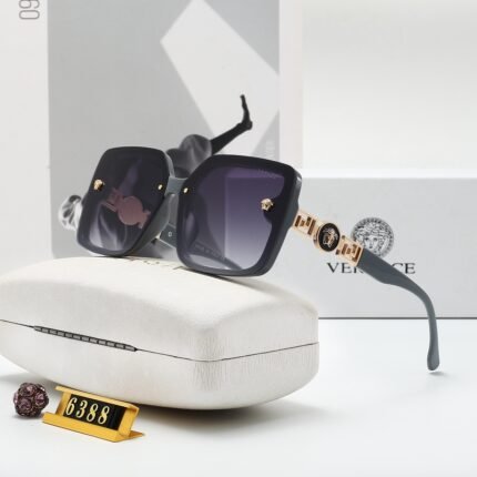 VERSACE Fashion Accessories Gold Decorative Black Border and Purple Gradient Lens Sunglasses