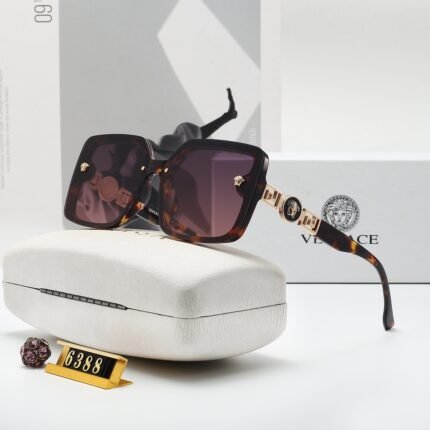 VERSACE Fashion Accessories Gold Decorative Havana Frame and Purple Sunglasses