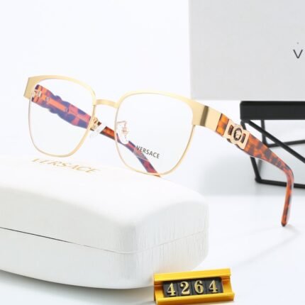 VERSACE Gold and Havana Logo Optical Glasses